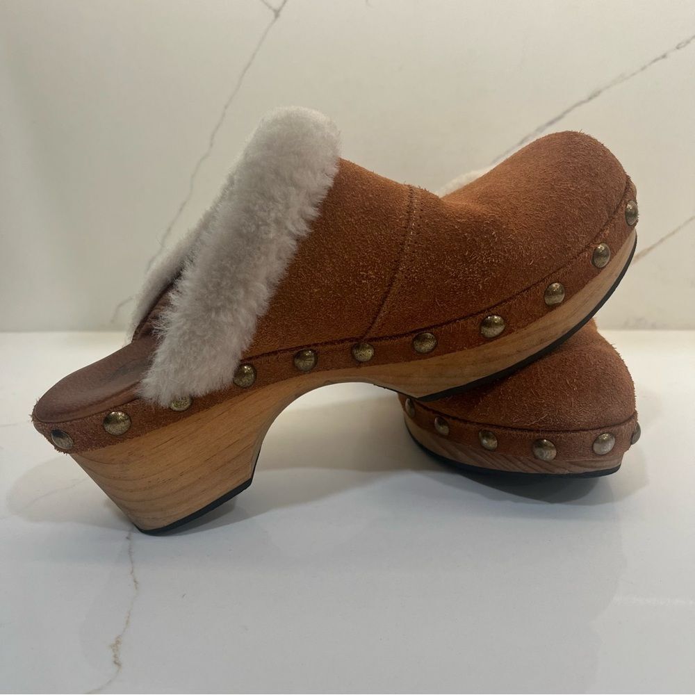 Free People Suede Shearling Mules - Picture 2 of 8